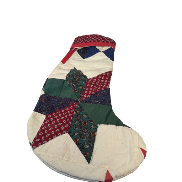 Handmade Patchwork Quilted Christmas Stockings 23 inches Country Farmhouse - Picture 1 of 6